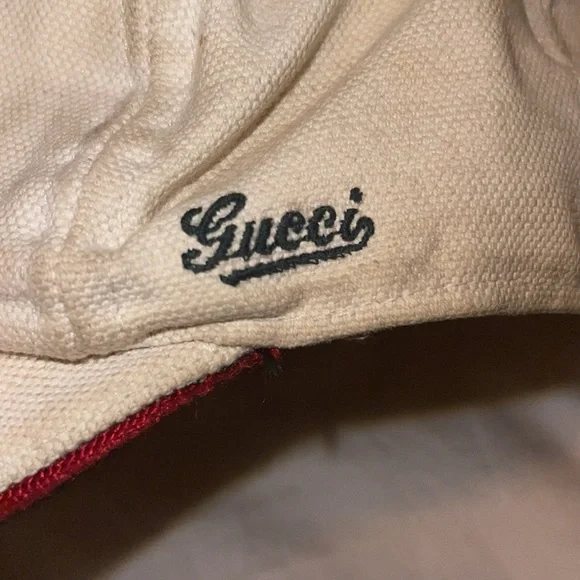 Rare White Linen Gucci Baseball Cap/ Hat Vintage with Gucci